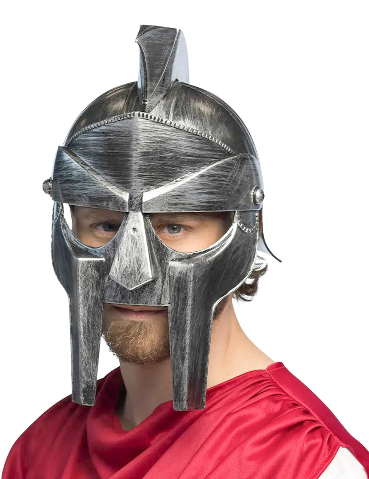 Capacete de armadura de gladiador para adulto prateado envelhecido
