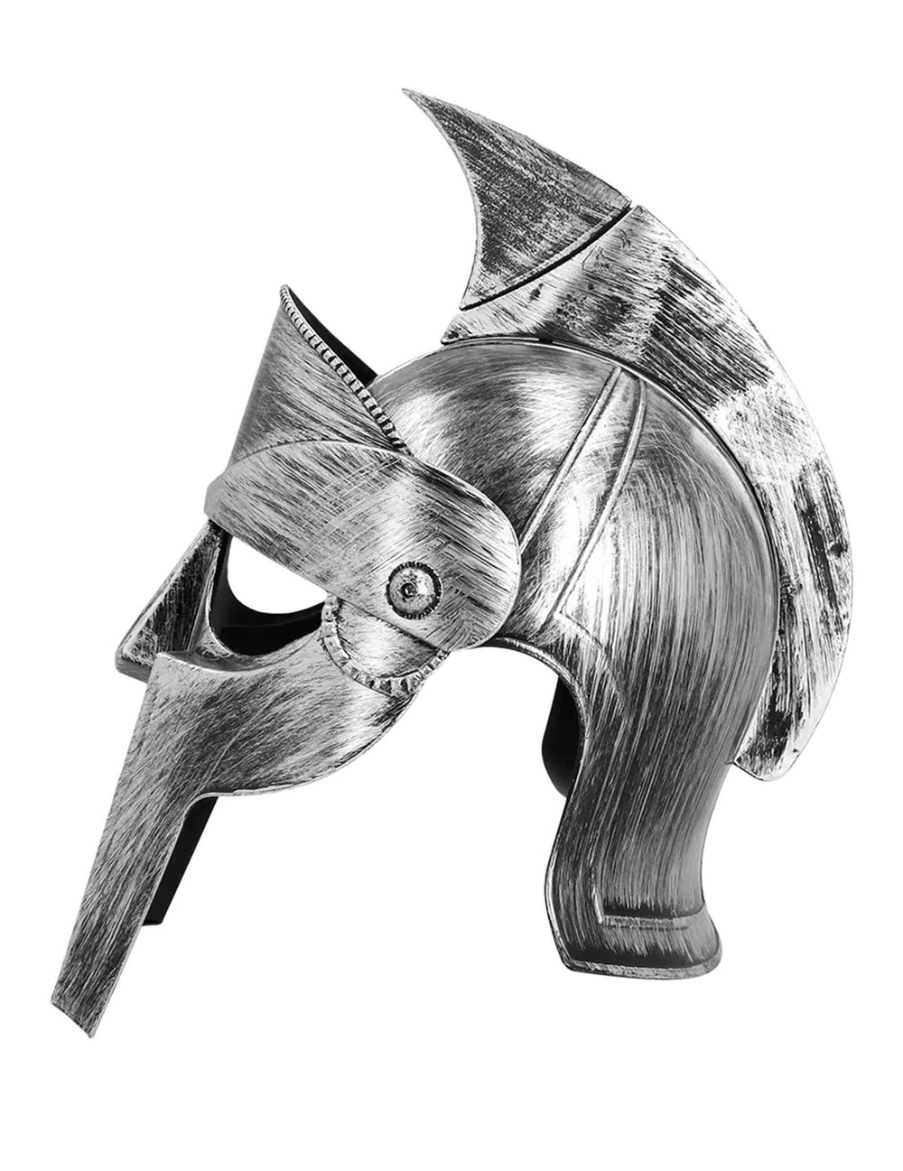 Vista de perfil do capacete da armadura de gladiador