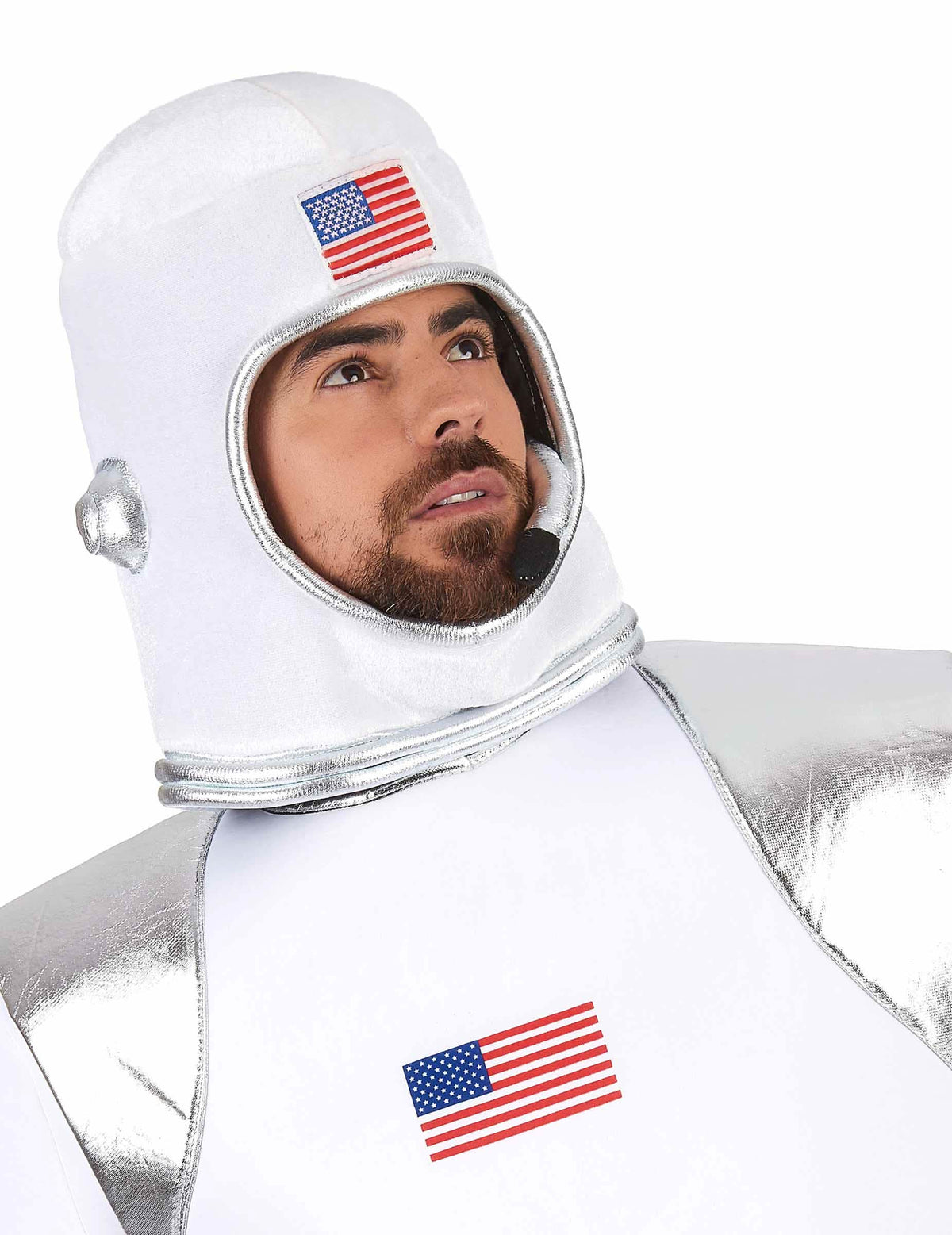 Capacete de espaço para adulto branco com bandeira americana