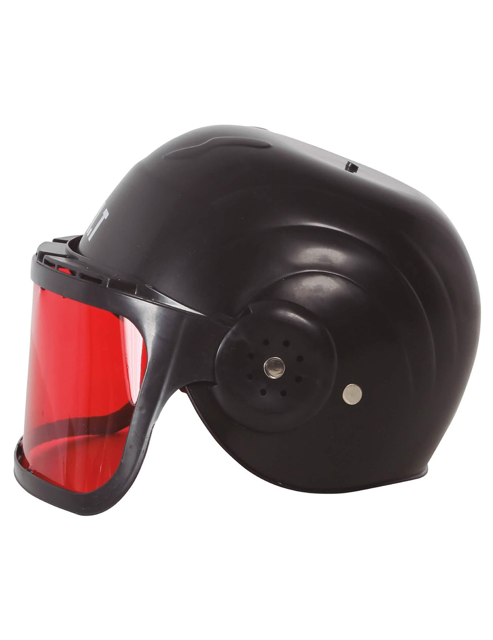 Vista de perfil do capacete com viseira SWAT para criança