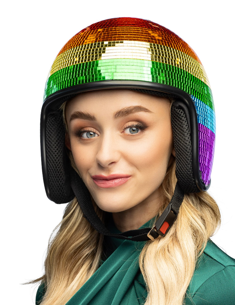 Casque boule à facettes arc en ciel pour adulte multicolore à effet miroir