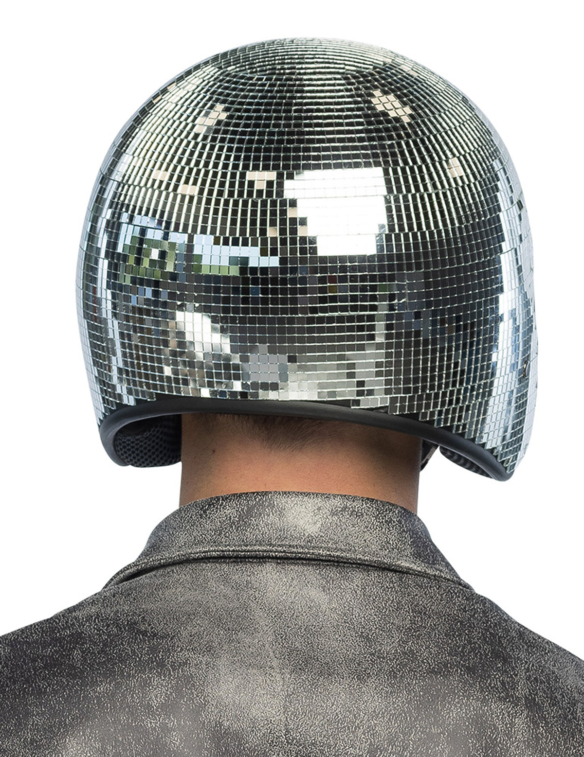 Vue de dos du casque boule à facettes disco