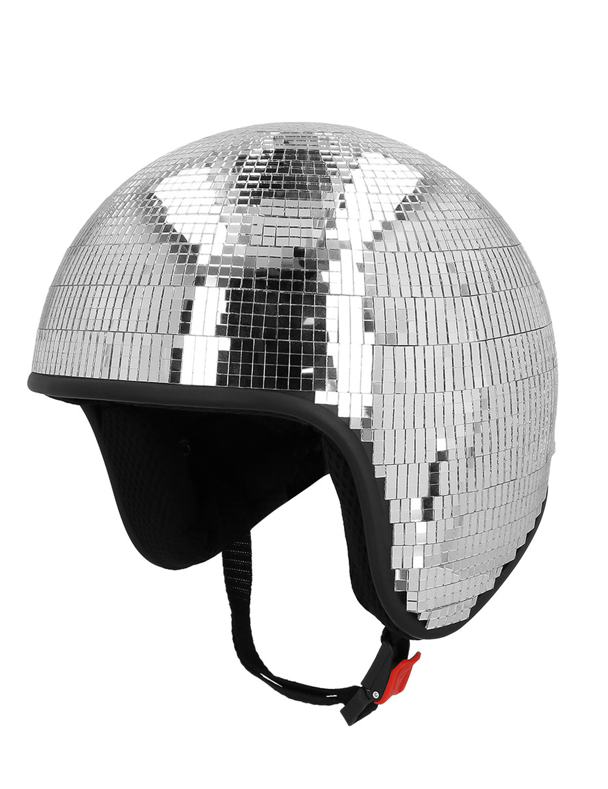 Casque boule à facettes disco pour adulte argenté