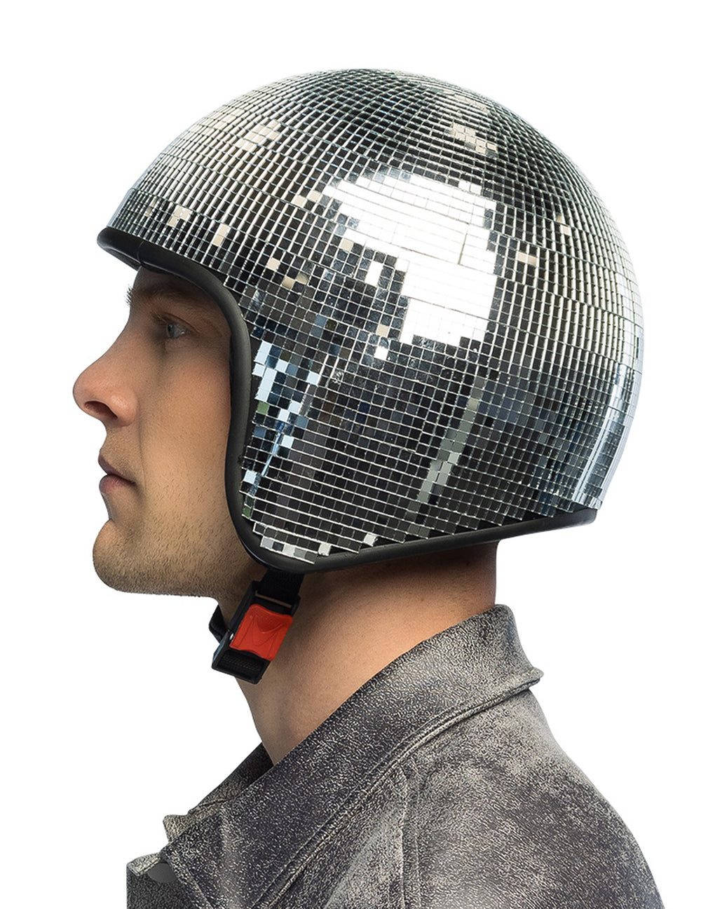 Vue de profil du casque boule à facettes disco