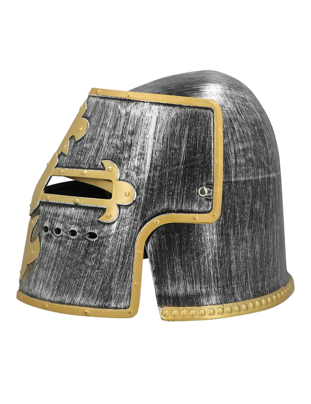 Vue de profil du casque de chevalier médiéval