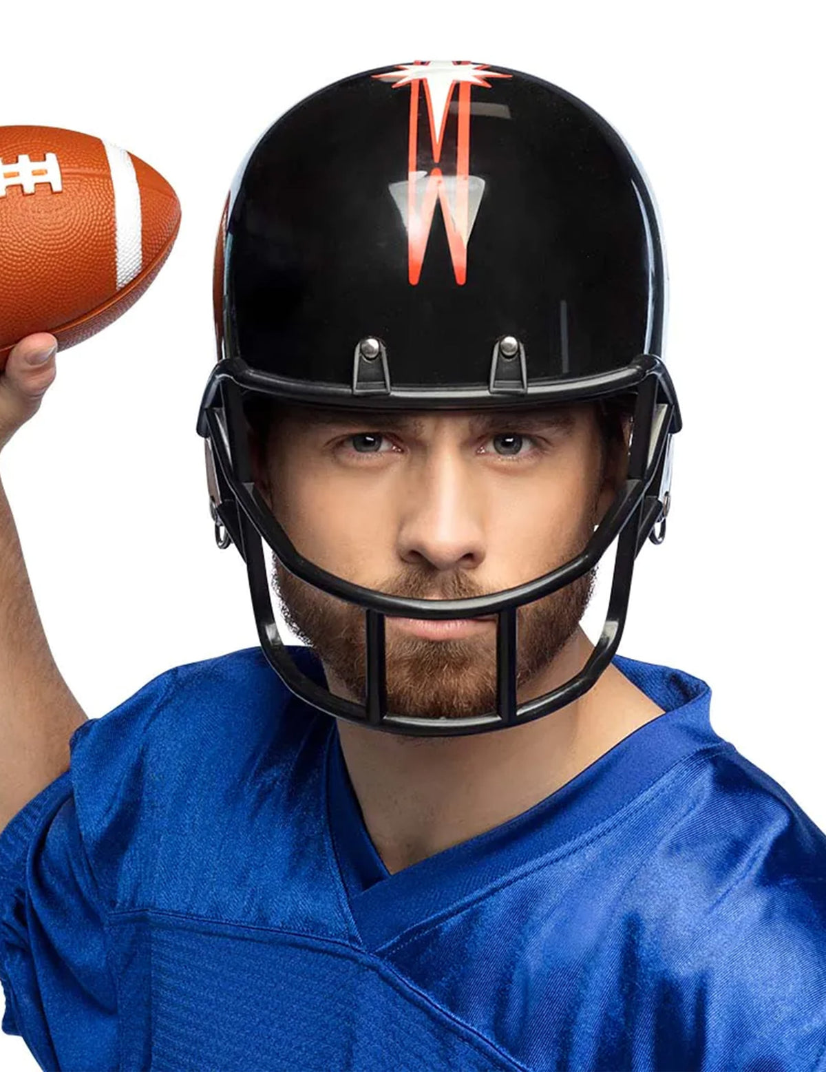 Vue de face avec grille de protection du casque de footballeur américain