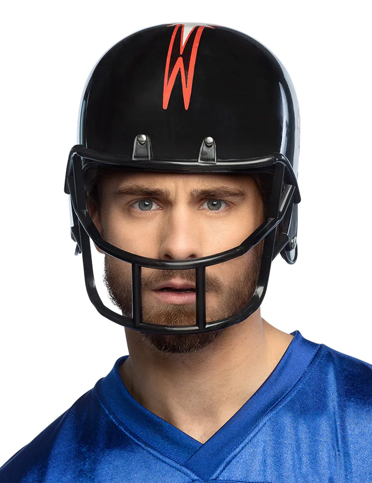 Casque de footballeur américain pour adulte noir avec motif éclair rouge et blanc