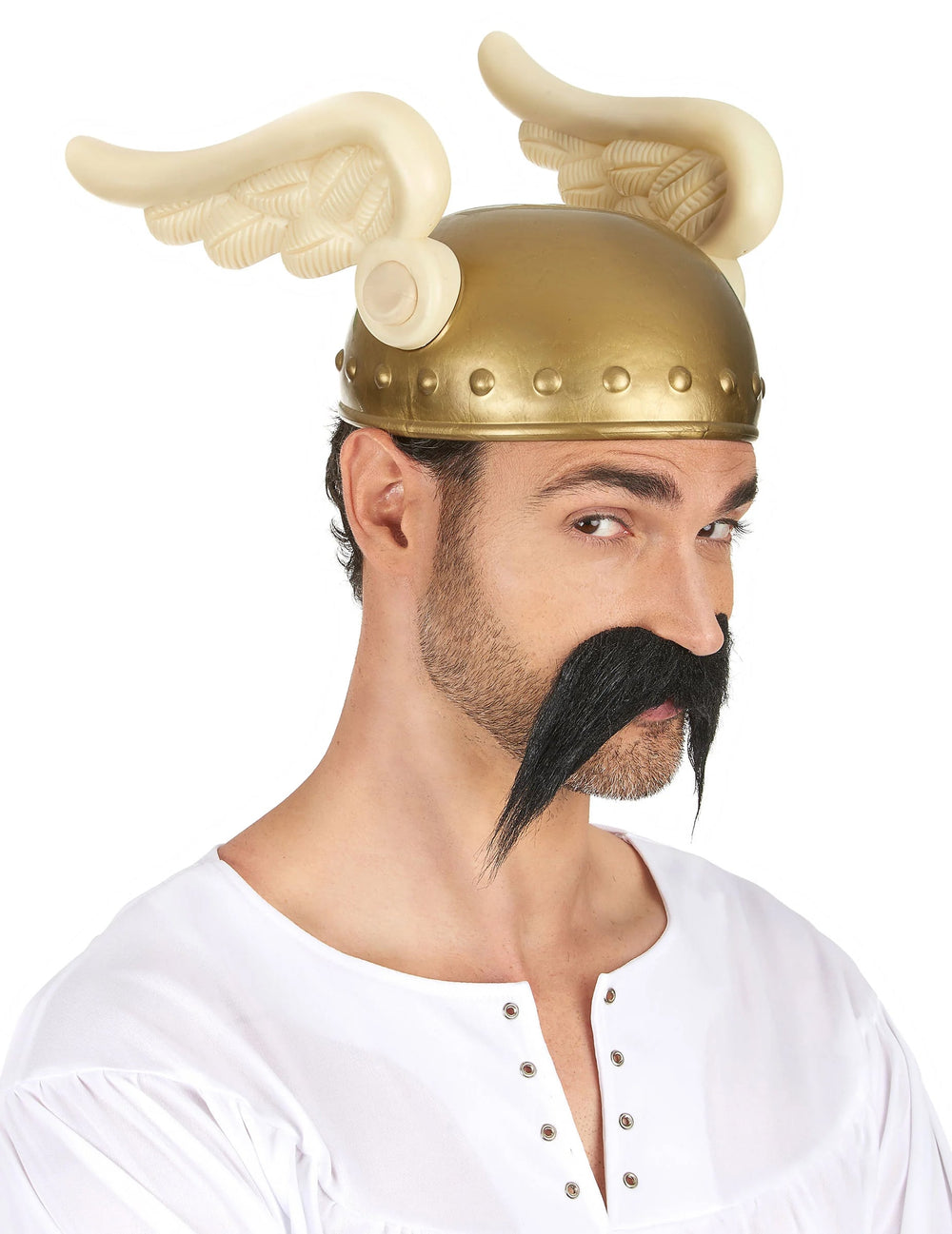 Casque gaulois pour adulte doré avec ailes blanches