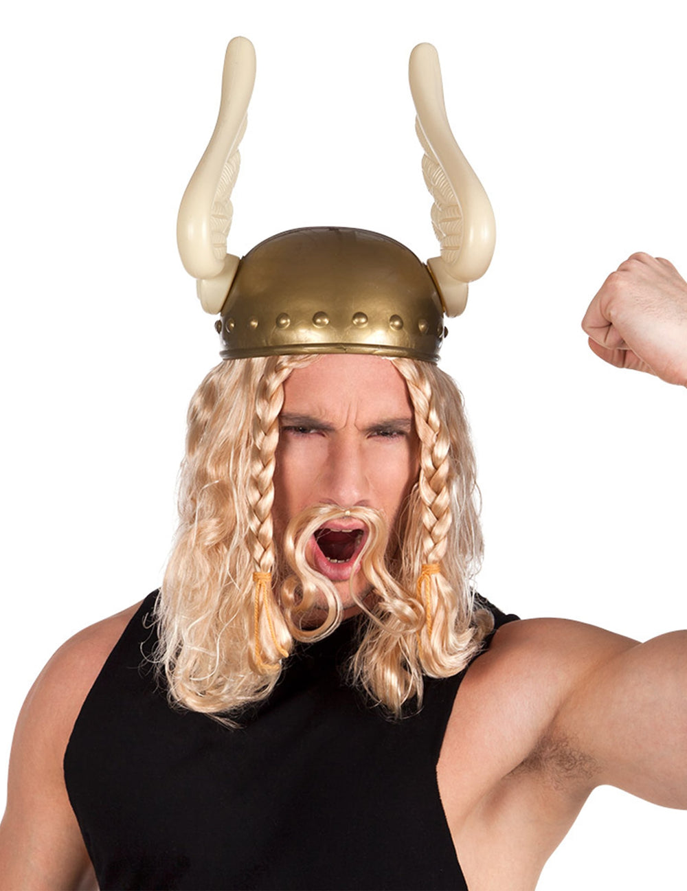 Vue de face du casque gaulois pour adulte