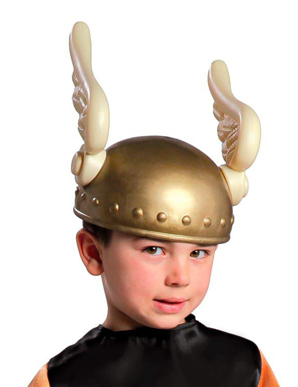 Capacete gaulês com asas para criança dourado e branco