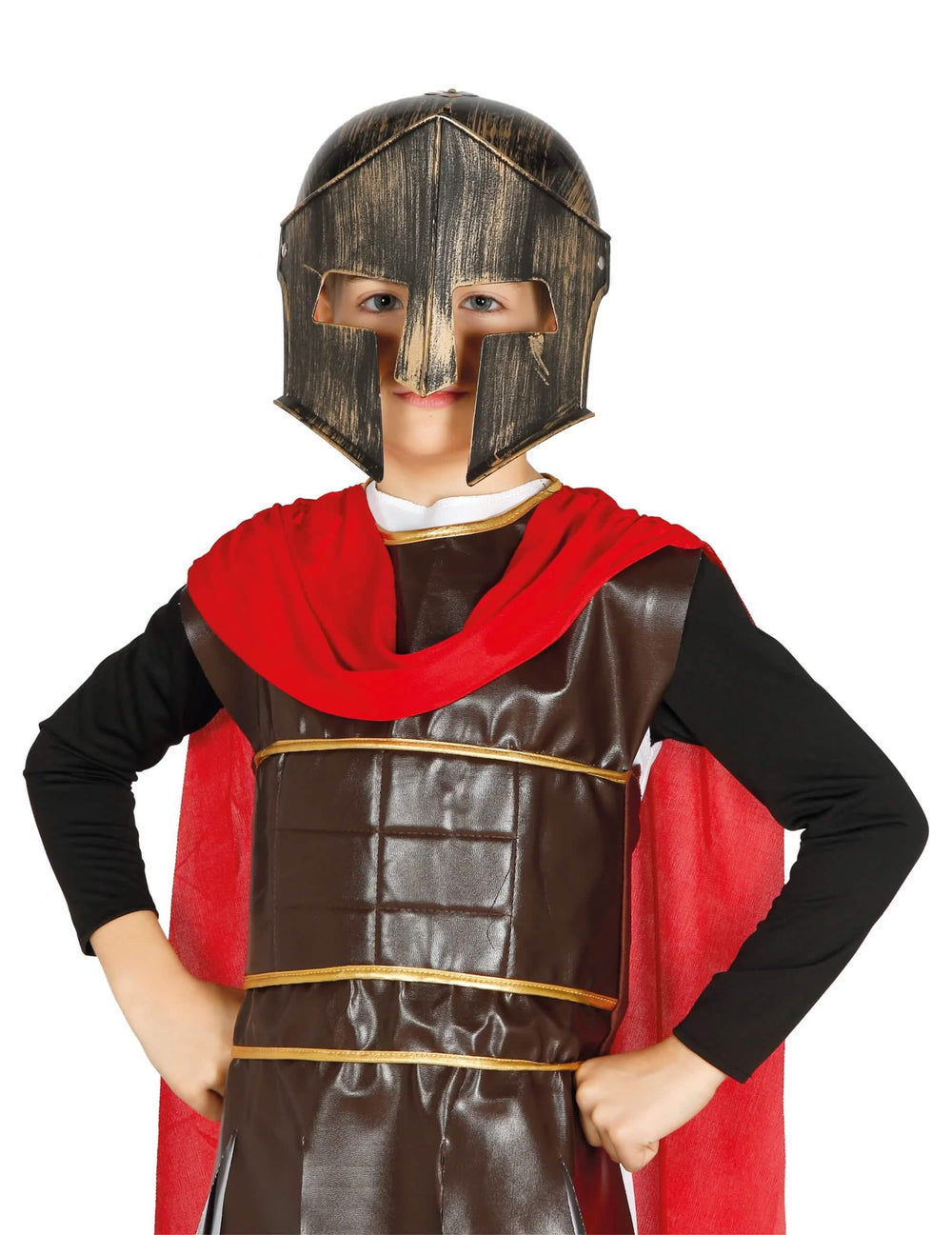 Capacete de gladiador para criança bronze e preto