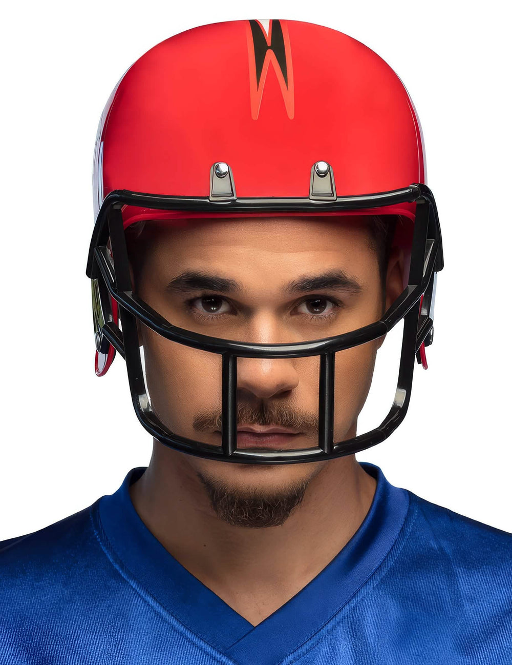 Capacete de jogador de futebol americano adulto vermelho com grelha preta