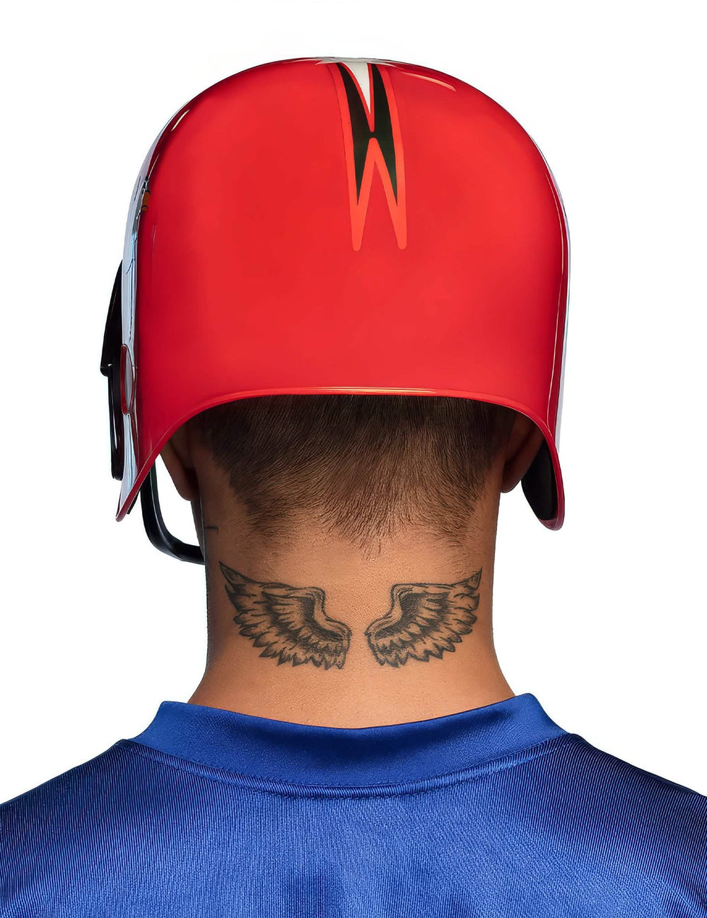 Vista de trás do capacete de jogador de futebol adulto vermelho