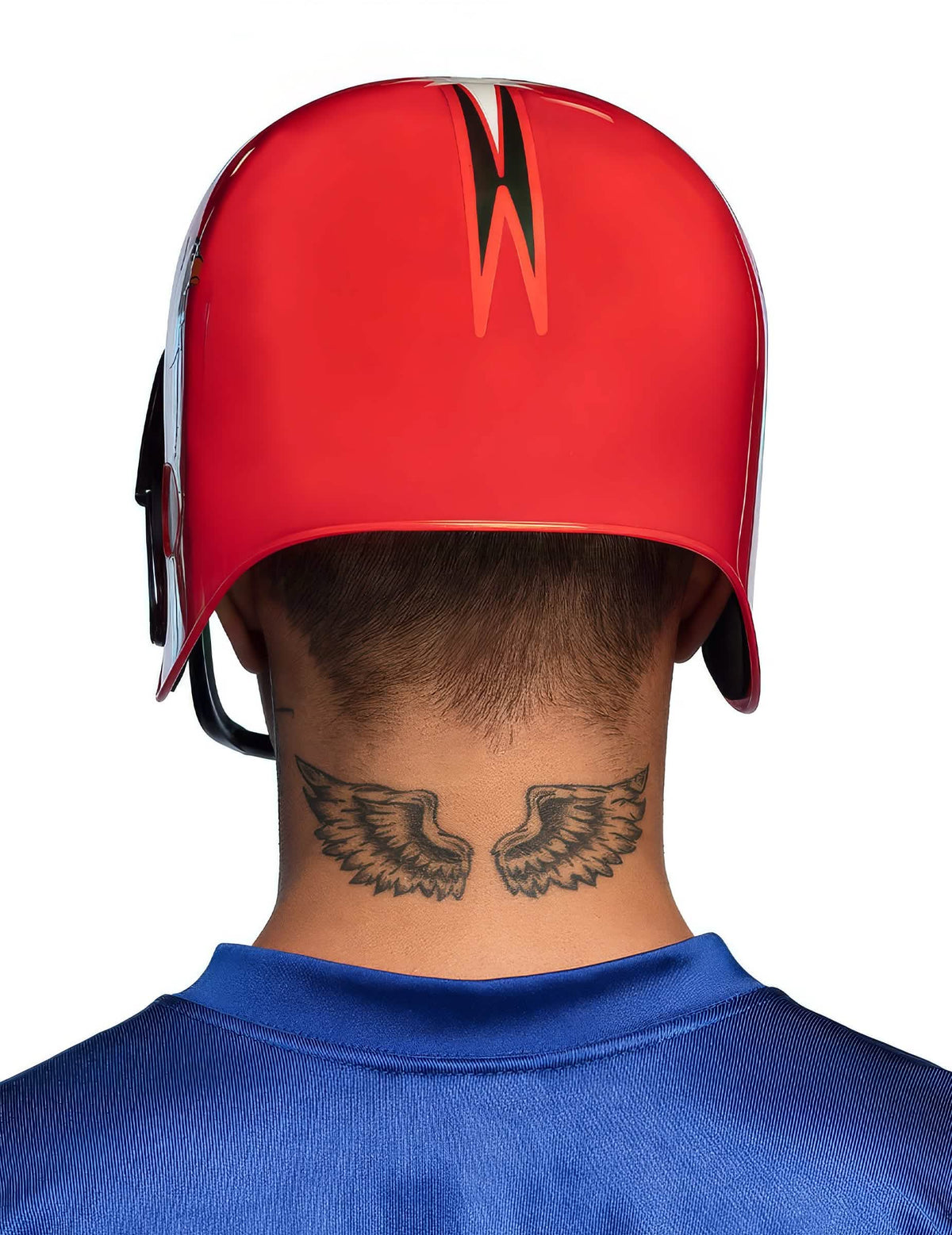 Vista de trás do capacete de jogador de futebol adulto vermelho