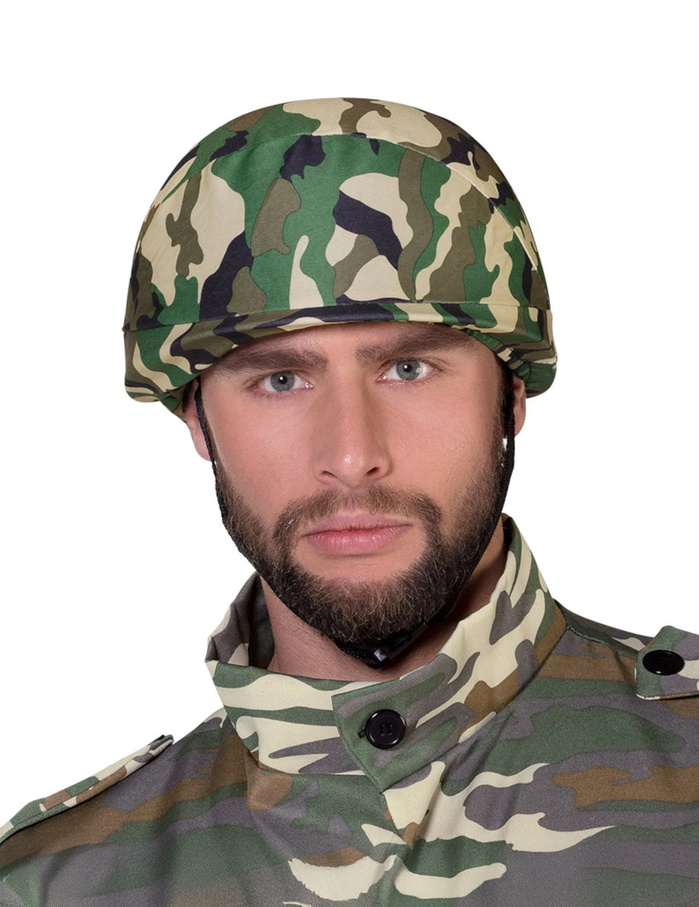 Casque militaire imprimé camouflage pour adulte vert et marron
