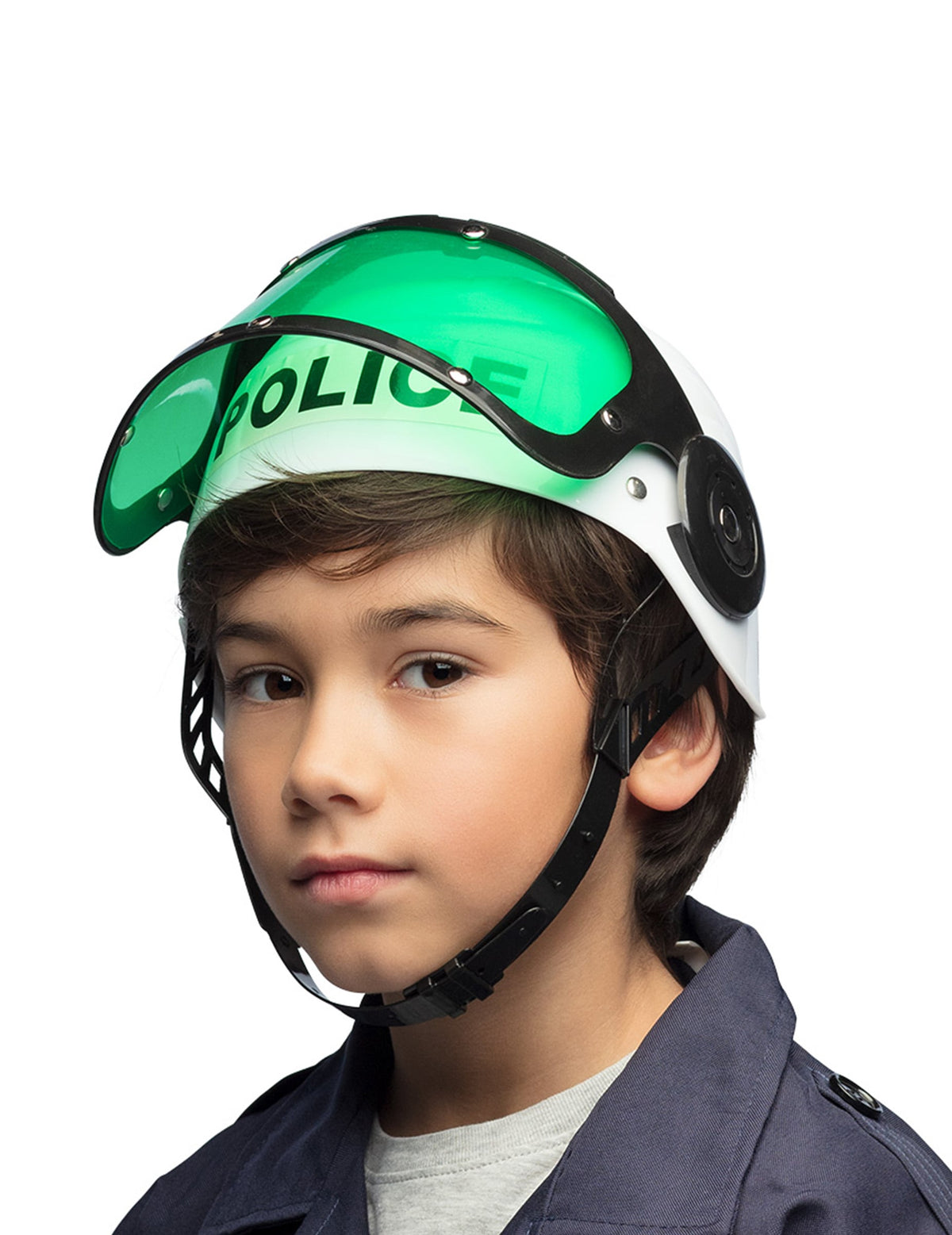 Vue de face du casque de police pour enfant