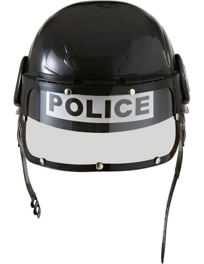Vista frontal do capacete de polícia para criança