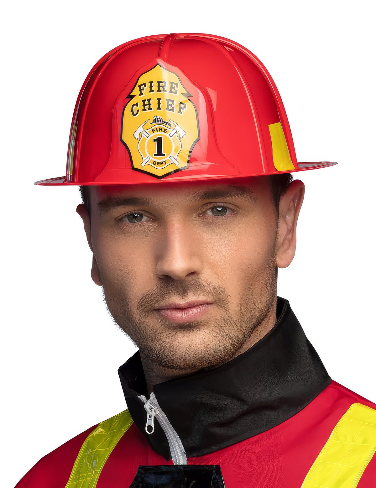 Casque de pompier pour adulte rouge avec écusson Fire Chief