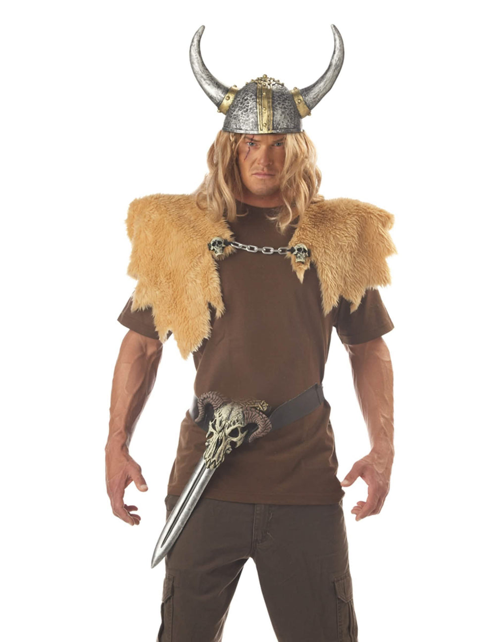 Capacete macio de viking para adulto cinzento prateado com cornos