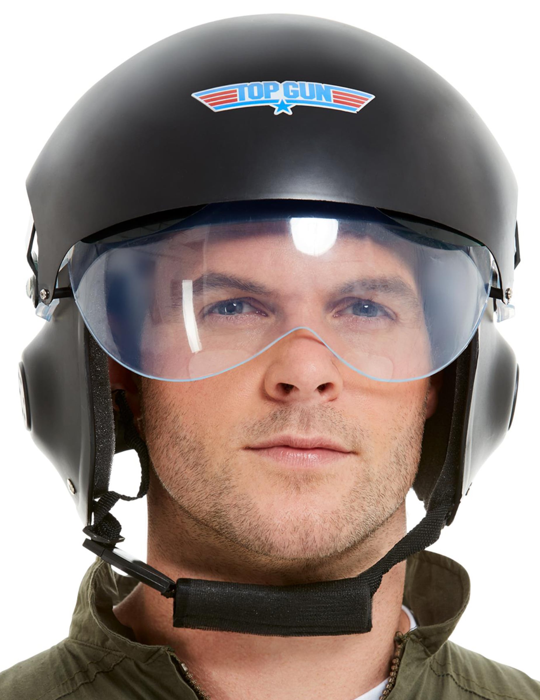 Casque Top Gun™ Deluxe pour adulte noir avec visière