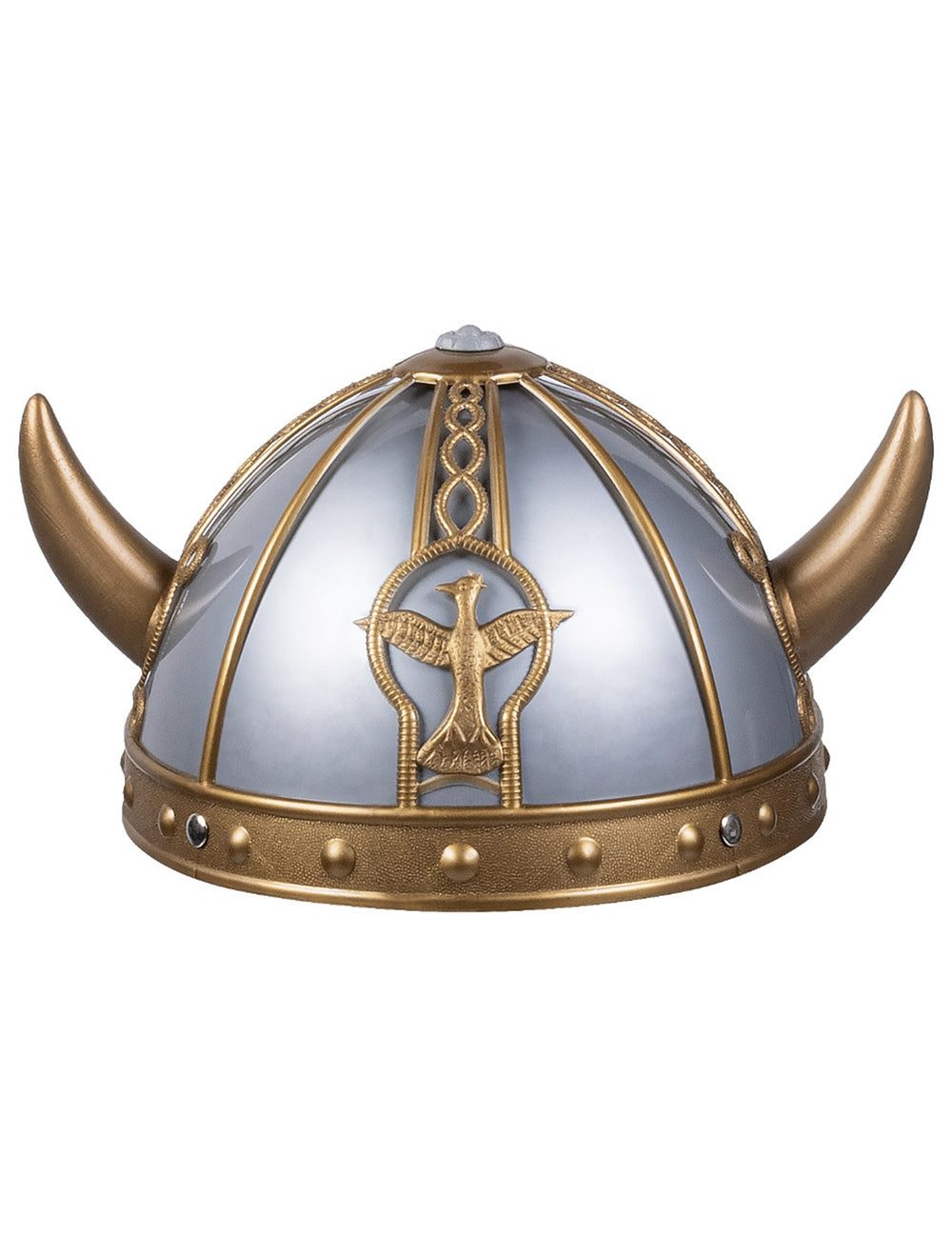 Détail de l'emblème frontal du casque viking pour enfant