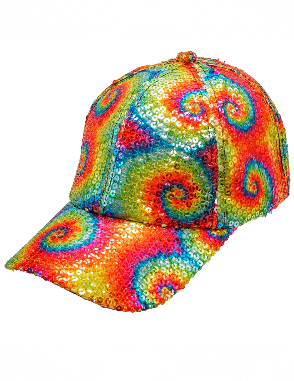 Vue de profil de la casquette à sequins tie and dye