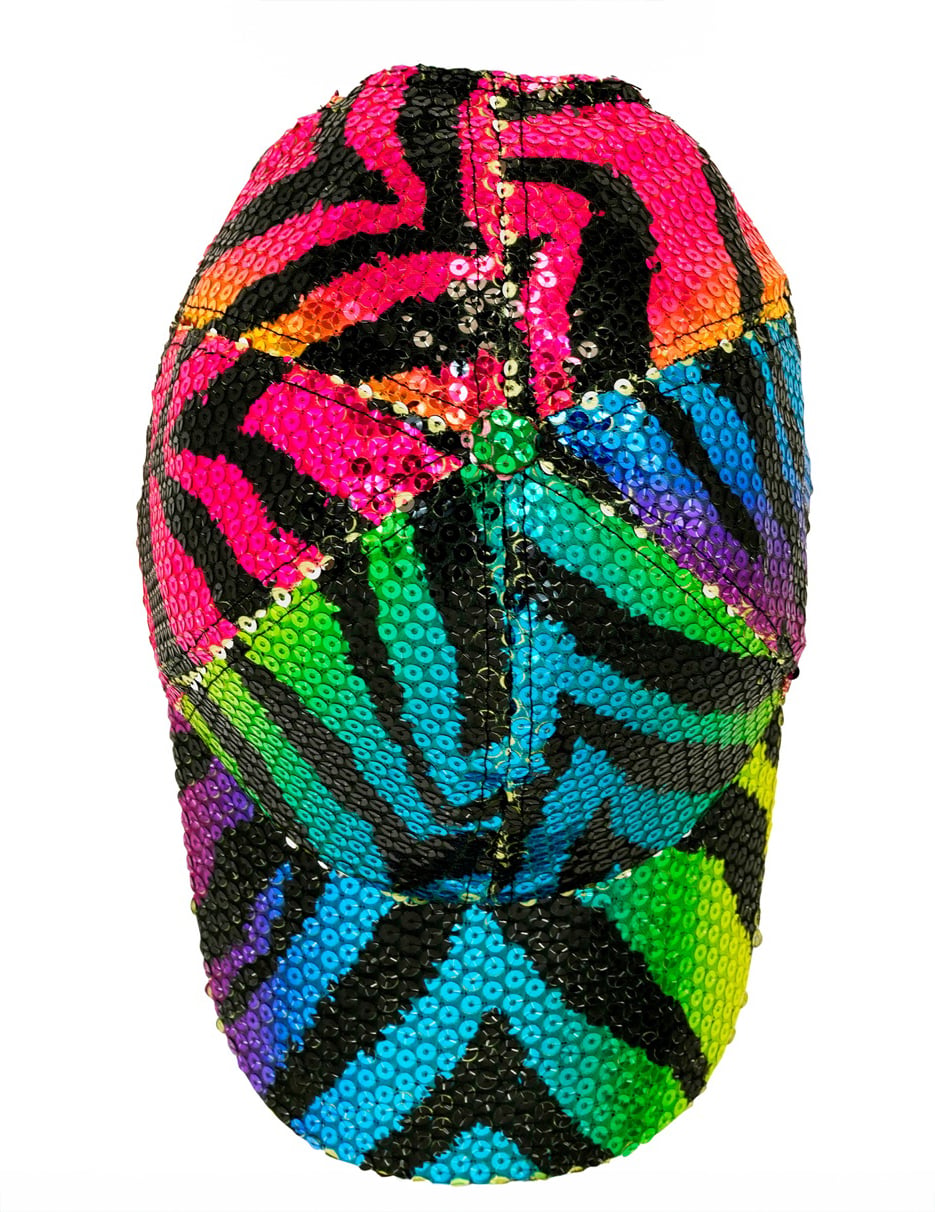 Gorro de tigre com lantejoulas multicoloridas para adultos