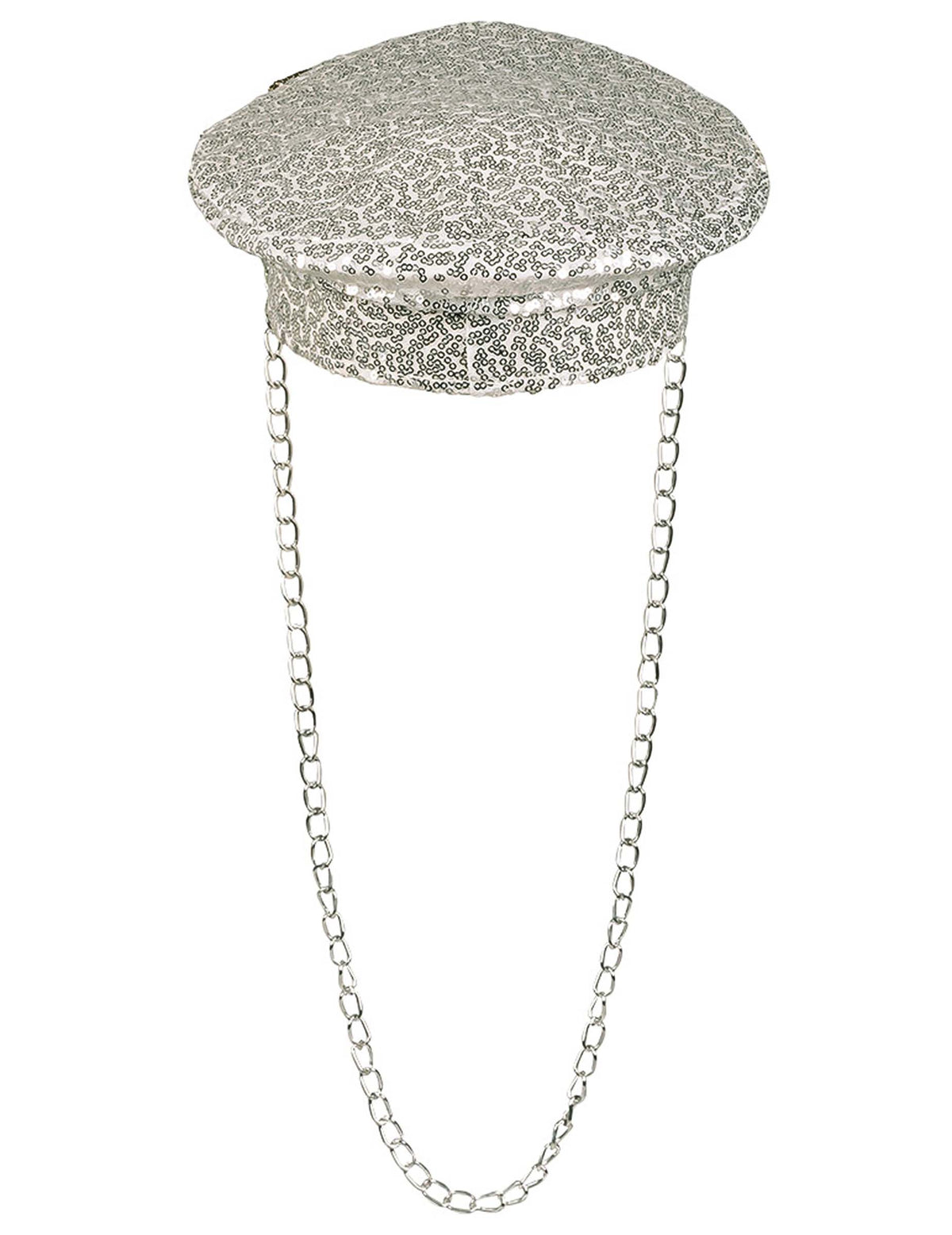 Casquette avec chaine et sequins pour adulte argentée