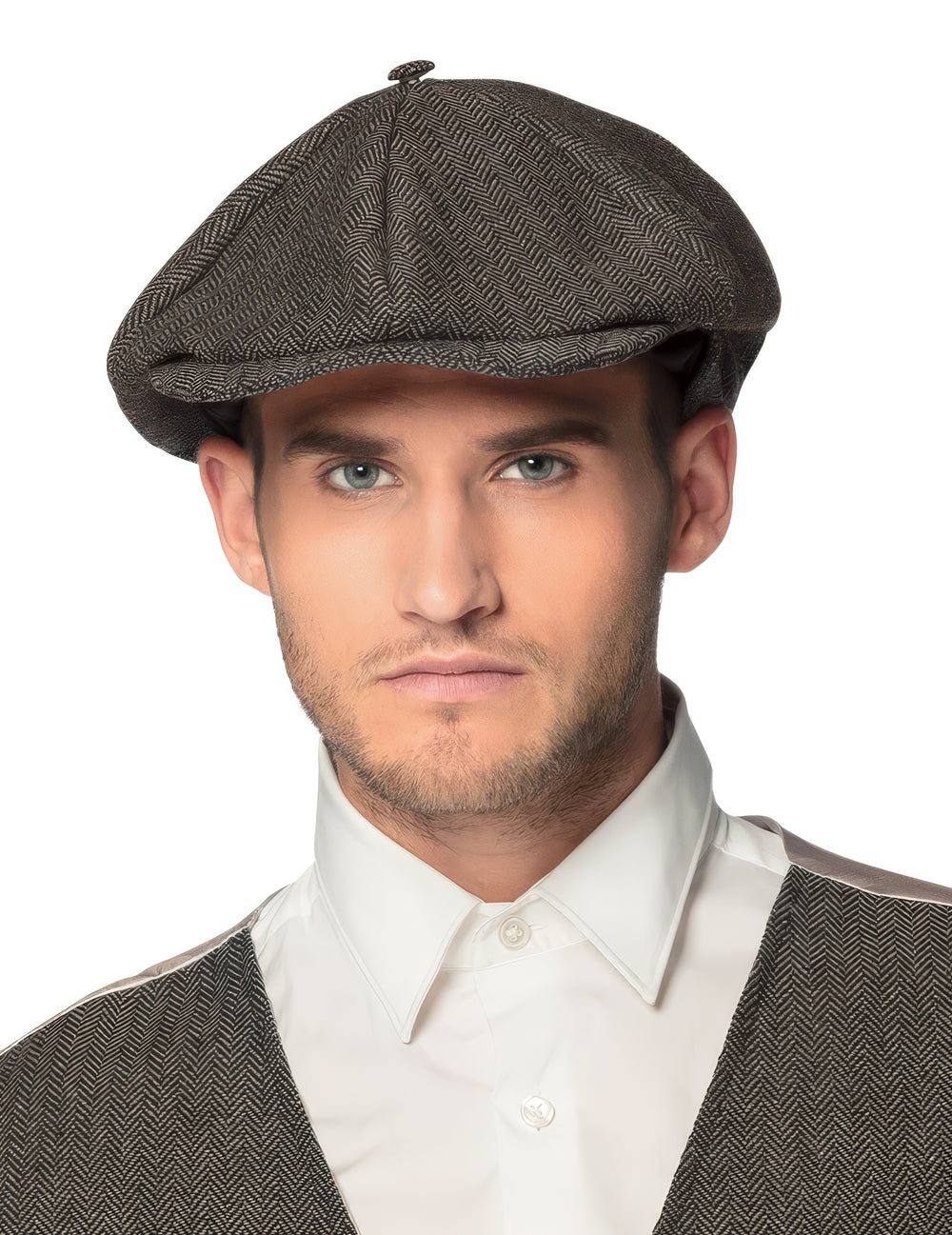 Casquette de détective pour adulte grise à chevrons