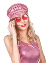 Casquette disco à sequins pour adulte rose