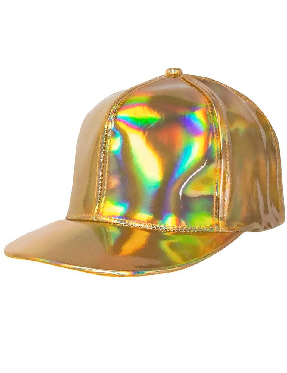 Vue de profil de la casquette dorée iridescente pour adulte