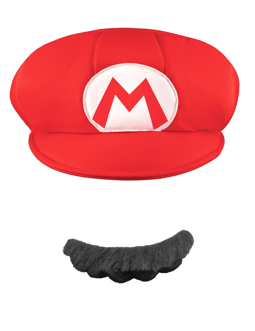 Vue de face de la casquette et moustache Mario