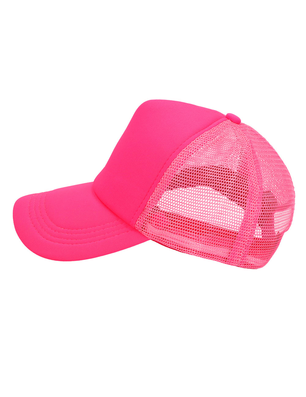 Vue de profil de la casquette rose fluo pour adulte