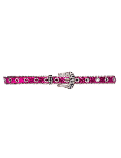 Cinto com lantejoulas rosa com fivela de strass para adulto
