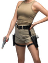 Ceinture aventurière avec pistolets pour adulte noire avec holsters de cuisse