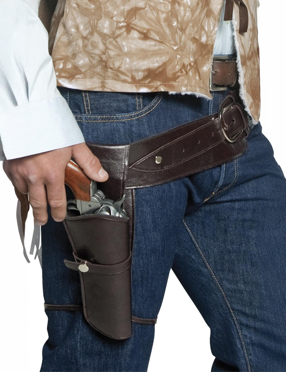 Détail du holster porté de la ceinture avec étui bandit du western