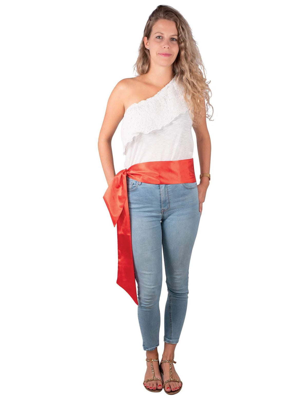 cinto em cetim féria para adulto vermelho