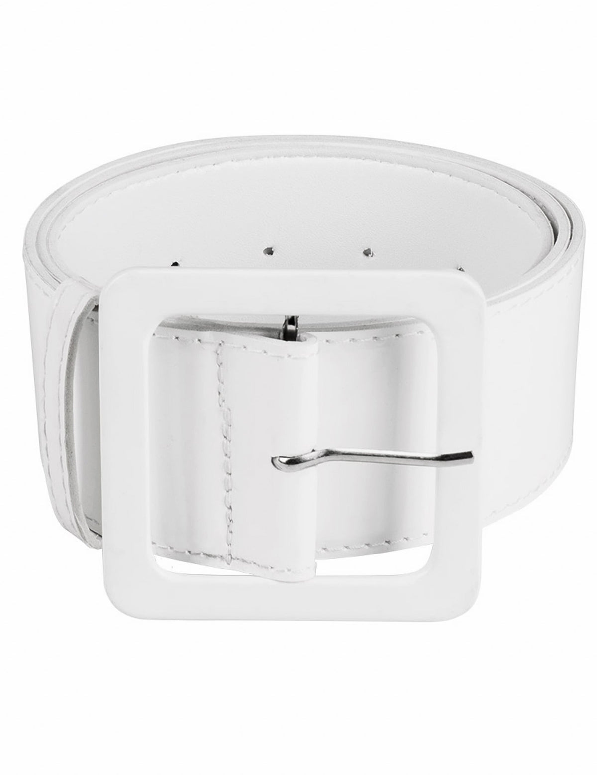 Ceinture large pour adulte blanche avec boucle carrée