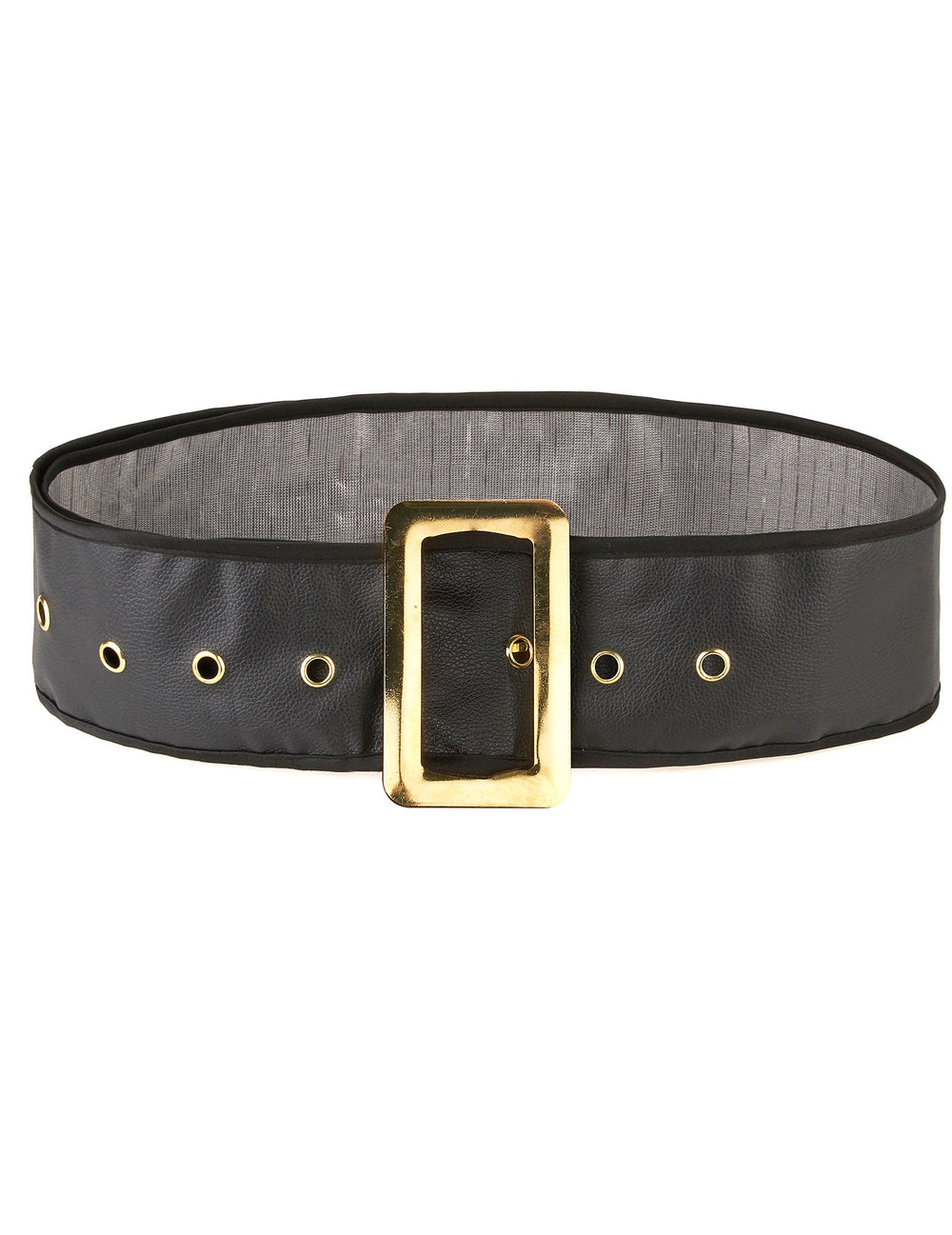 Ceinture large noire pour adulte avec boucle dorée