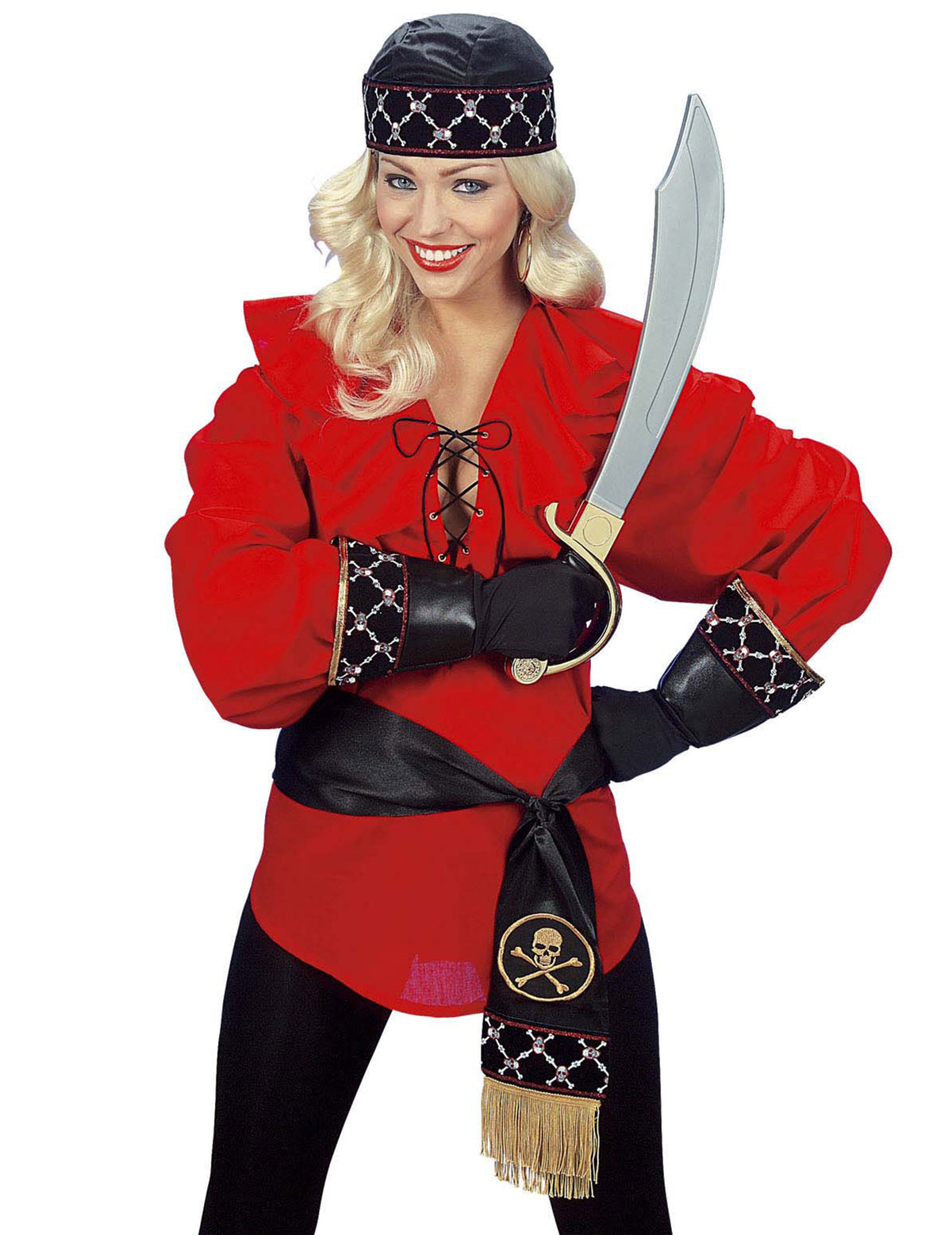 Ceinture pirate pour adulte satinée noire avec motif tête de mort
