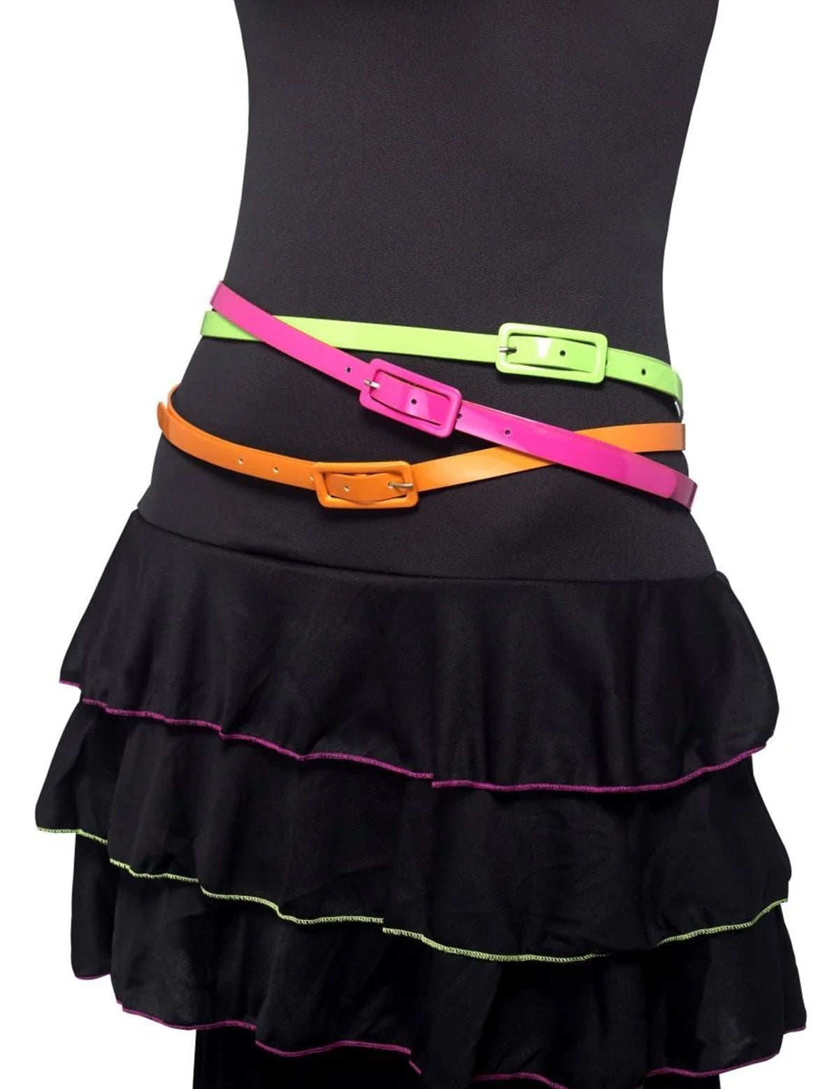 Ceintures fluo pour adulte lot de 3 rose jaune et orange
