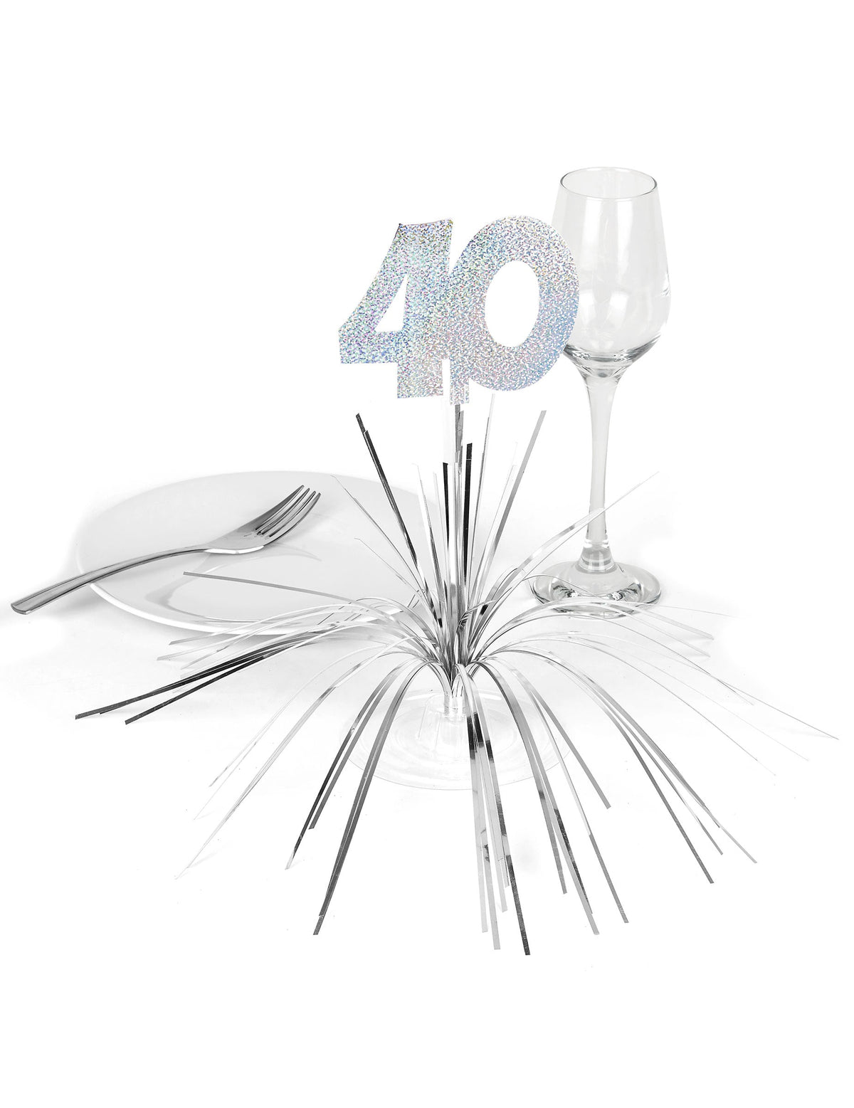 Mise en situation sur une table de fête du centre de table 40 ans
