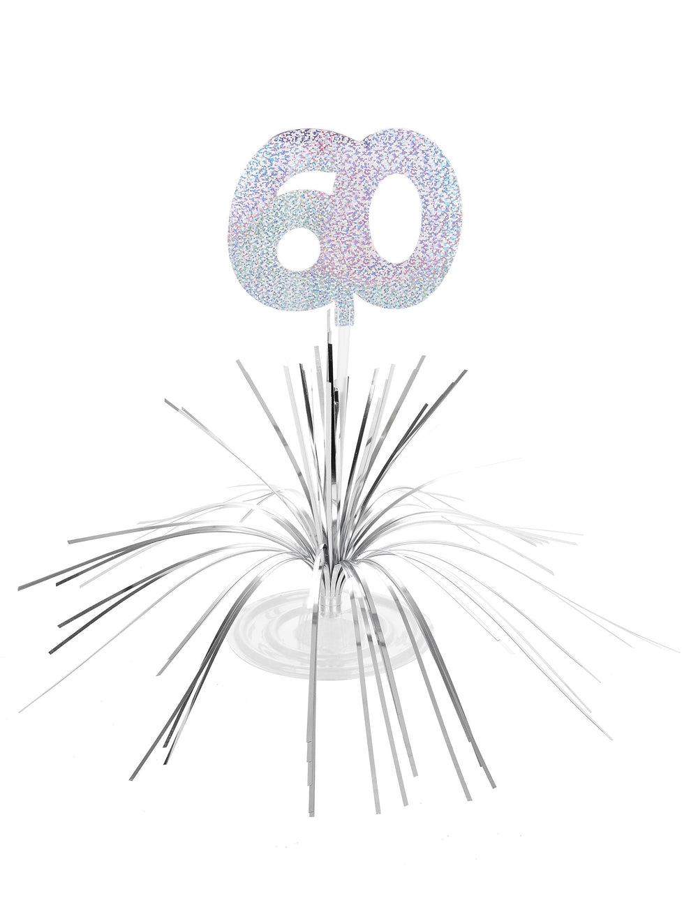 Centre de table 60 ans pour anniversaire argenté holographique