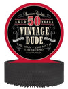 Centre de table en papier alvéolé anniversaire Vintage 50 ans pour homme noir et rouge Vintage Dude