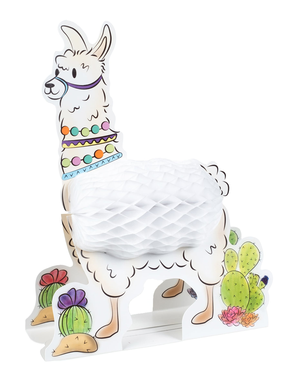 Centre de table en papier lama pour fête blanc avec corps alvéolé