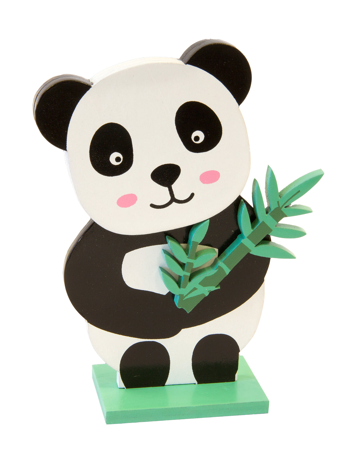 Centre de table panda pour décoration en bois noir et blanc avec branche de bambou