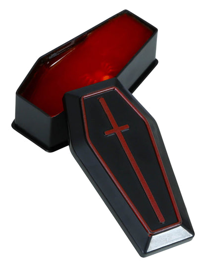 Caixão com slime sangrento para halloween preto e vermelho