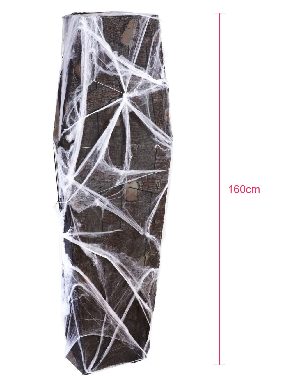 Caixão halloween para decoração com teia de aranha branca