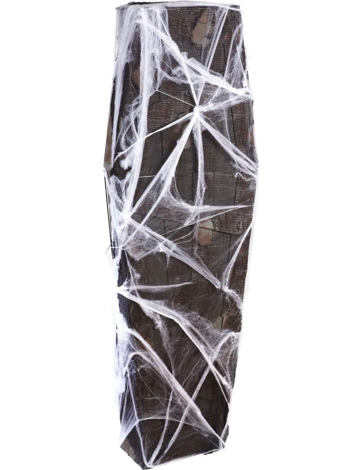 Caixão halloween para decoração com teia de aranha branca