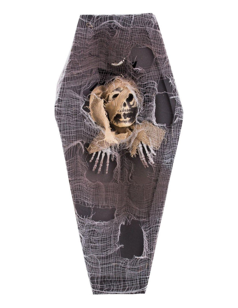 Cercueil squelette Halloween pour décoration noir avec toile d'araignée blanche et crâne